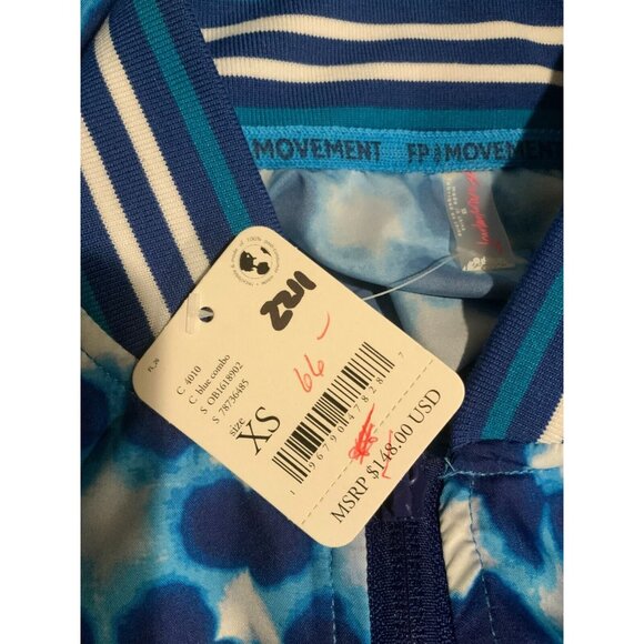 FP Movement Blue Combo Zip-Up Cropped Jacket Striped Elastic Trim Size XS, NWT! - Picture 10 of 10
